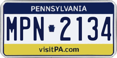 PA license plate MPN2134