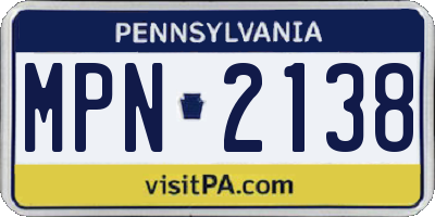 PA license plate MPN2138
