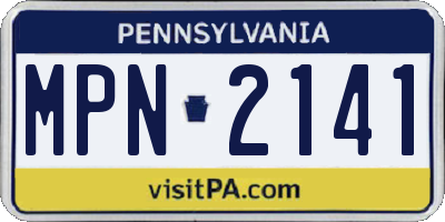 PA license plate MPN2141