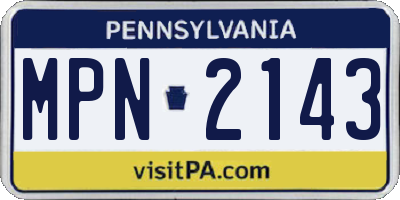 PA license plate MPN2143