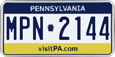 PA license plate MPN2144