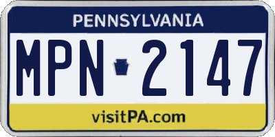 PA license plate MPN2147