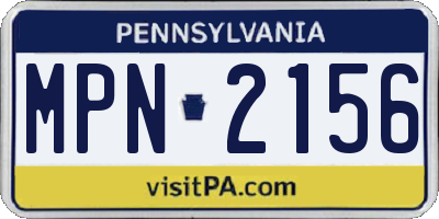 PA license plate MPN2156