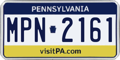 PA license plate MPN2161