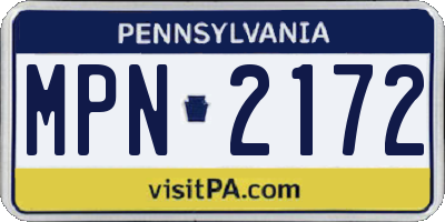 PA license plate MPN2172
