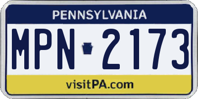 PA license plate MPN2173