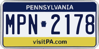 PA license plate MPN2178