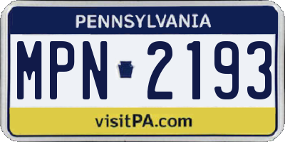 PA license plate MPN2193