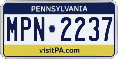 PA license plate MPN2237
