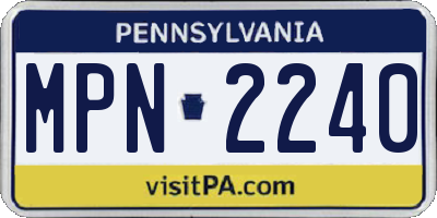 PA license plate MPN2240