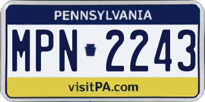 PA license plate MPN2243