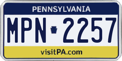 PA license plate MPN2257