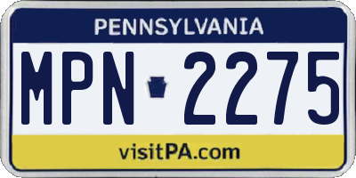 PA license plate MPN2275