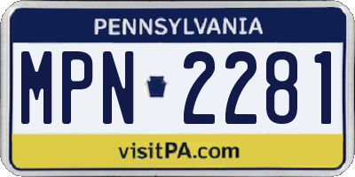 PA license plate MPN2281