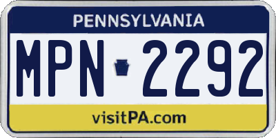 PA license plate MPN2292