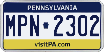 PA license plate MPN2302