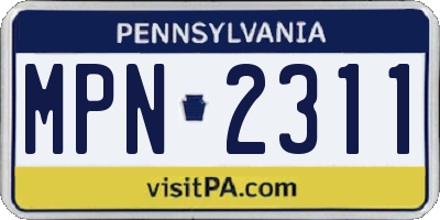 PA license plate MPN2311