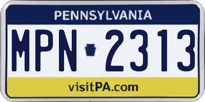 PA license plate MPN2313
