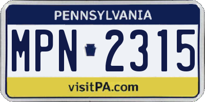 PA license plate MPN2315
