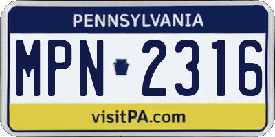 PA license plate MPN2316