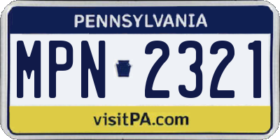 PA license plate MPN2321
