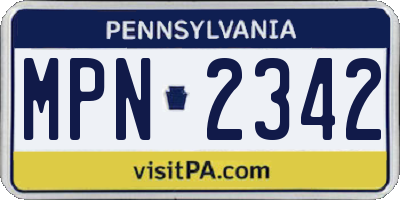 PA license plate MPN2342