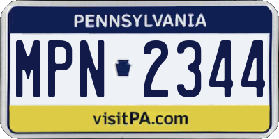 PA license plate MPN2344