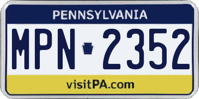PA license plate MPN2352