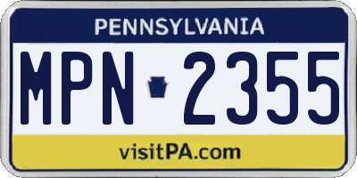 PA license plate MPN2355
