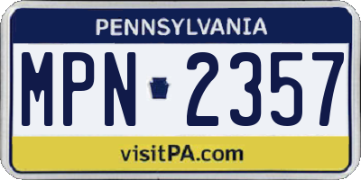 PA license plate MPN2357