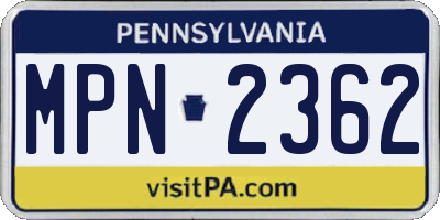 PA license plate MPN2362