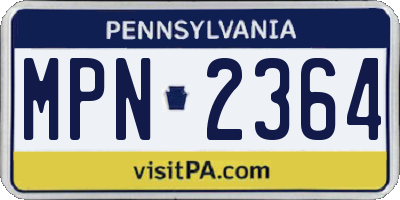 PA license plate MPN2364