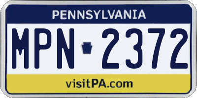 PA license plate MPN2372
