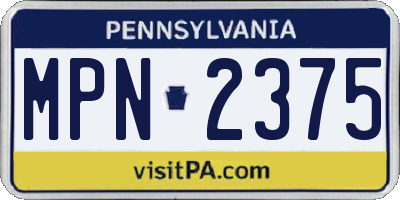PA license plate MPN2375