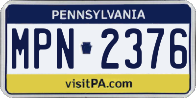 PA license plate MPN2376