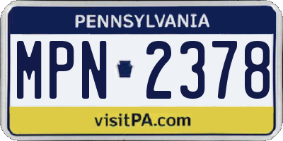 PA license plate MPN2378