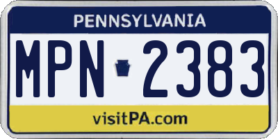 PA license plate MPN2383