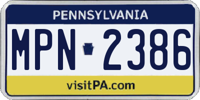 PA license plate MPN2386