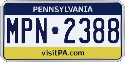 PA license plate MPN2388