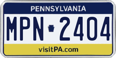 PA license plate MPN2404