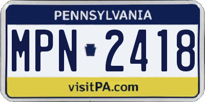 PA license plate MPN2418