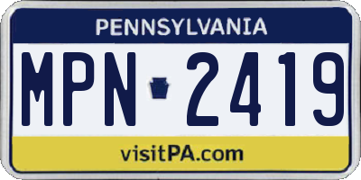 PA license plate MPN2419