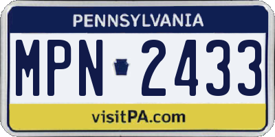 PA license plate MPN2433