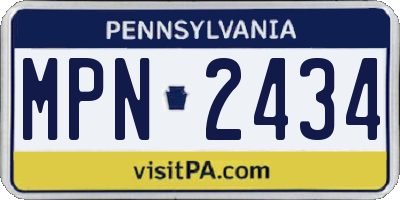 PA license plate MPN2434