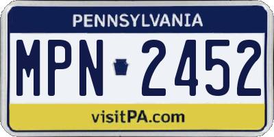 PA license plate MPN2452