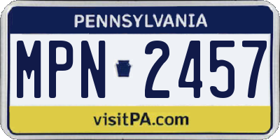 PA license plate MPN2457