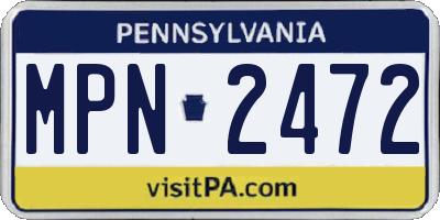 PA license plate MPN2472