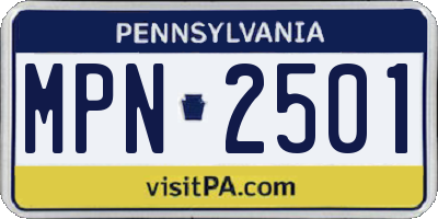 PA license plate MPN2501