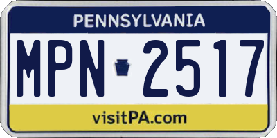 PA license plate MPN2517