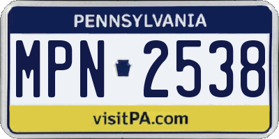 PA license plate MPN2538